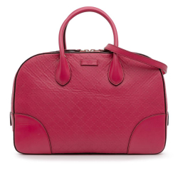 Gucci B Gucci Pink Dark Pink Calf Leather Diamante Bright Satchel Italy