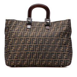 Fendi B Fendi Brown Canvas Fabric Large Zucca Twins Tote Italy