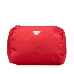 Prada AB Prada Red Nylon Fabric Tessuto Pouch Italy