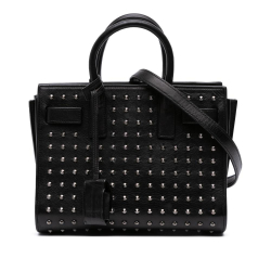 Saint Laurent B Saint Laurent Black Calf Leather Nano Studded Sac de Jour Satchel Italy