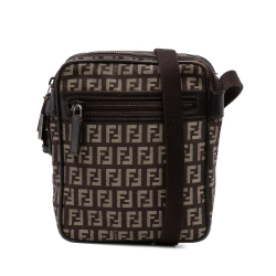 Fendi B Fendi Brown Dark Brown Canvas Fabric Zucchino Crossbody Italy