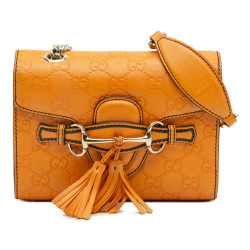 Gucci AB Gucci Orange Calf Leather Mini Guccissima Emily Crossbody Italy