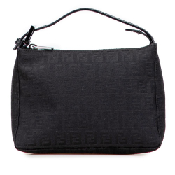 Fendi B Fendi Black Canvas Fabric Zucchino Handbag Italy