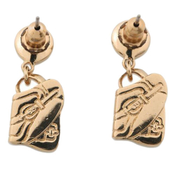 Christian Dior B Dior Gold Gold Plated Metal Saddlebag Drop Bullet Back Earrings France