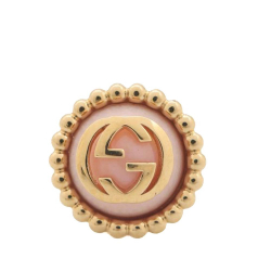Gucci AB Gucci Gold Gold Plated Metal Resin and Rhinestones Interlocking G Single Push Back Earring Italy