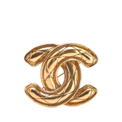 Chanel B Chanel Gold Gold Plated Metal CC Quilted Brooch France