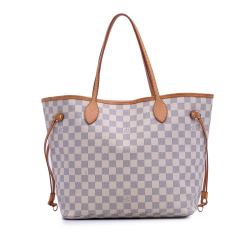 Louis Vuitton B Louis Vuitton White Damier Canvas Fabric Damier Azur Neverfull MM France
