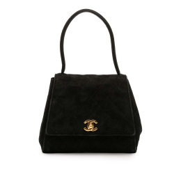 Chanel B Chanel Black Velvet Fabric CC Quilted Flap Italy