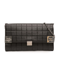 Chanel B Chanel Black Lambskin Leather Leather Quilted Lambskin Chocolate Bar Shoulder Bag France
