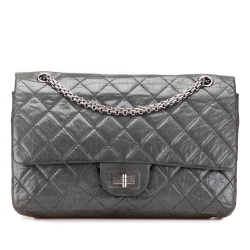 Chanel B Chanel Gray Calf Leather 50th Anniversary Reissue 2.55 Aged skin Double Flap 227 France