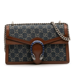 Gucci AB Gucci Blue Navy Denim Fabric Small GG Dionysus Shoulder Bag Italy