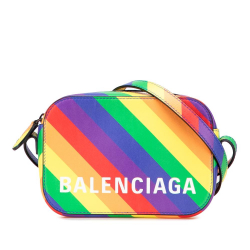 Balenciaga AB Balenciaga Yellow Calf Leather XS Rainbow Logo Ville Camera Bag Italy