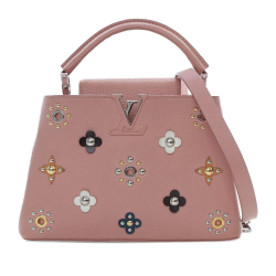 Louis Vuitton AB Louis Vuitton Pink Calf Leather Taurillon Mechanical Flowers Capucines BB Italy