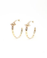 Louis Vuitton Creole Flower Power Rhinestone Hoop Earrings