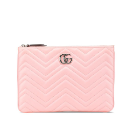 Gucci AB Gucci Pink Calf Leather GG Marmont Matelasse Clutch Italy