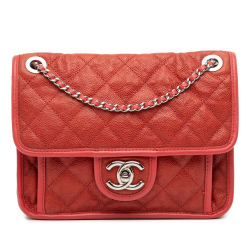 Chanel B Chanel Red Caviar Leather Leather Small Caviar French Riviera Flap Italy