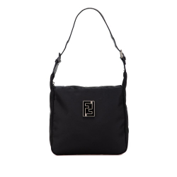 Fendi B Fendi Black Nylon Fabric FF Shoulder Bag Italy