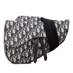 Christian Dior AB Dior Blue Canvas Fabric Oblique Saddle Crossbody Italy