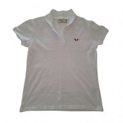 Maison Kitsuné Poloshirt mit Babyfuchs in Weiß