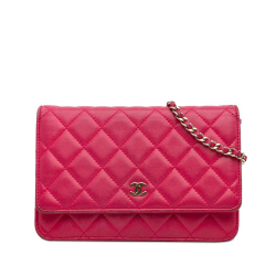 Chanel B Chanel Pink Hot Pink Lambskin Leather Leather Classic Lambskin Wallet on Chain Italy