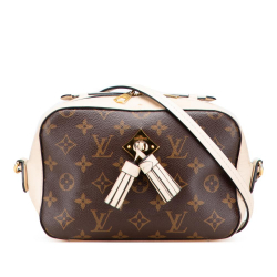 Louis Vuitton B Louis Vuitton Brown with White Monogram Canvas Canvas Monogram Saintonge Spain