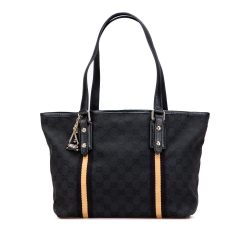 Gucci B Gucci Black Canvas Fabric GG Jolicoeur Tote Italy