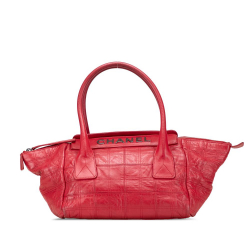 Chanel B Chanel Red Lambskin Leather Leather Lambskin Square Stitched Lax Handbag Italy