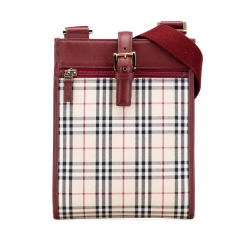 Burberry B Burberry Brown Beige with Red Canvas Fabric House Check Crossbody United Kingdom