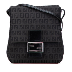Fendi B Fendi Black Canvas Fabric Zucchino Crossbody Italy