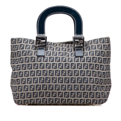 Fendi B Fendi Gray Canvas Fabric Small Zucchino Twins Tote Italy