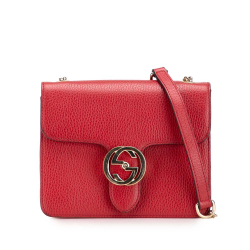 Gucci AB Gucci Red Calf Leather Small Dollar skin Interlocking G Crossbody Italy