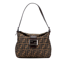 Fendi B Fendi Brown Canvas Fabric Zucca Double Flap Shoulder Bag Italy