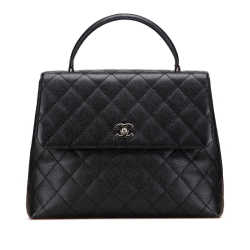 Chanel B Chanel Black Caviar Leather Leather CC Quilted Caviar Kelly Top Handle Bag Italy