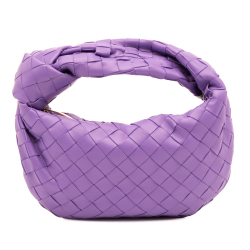 Bottega Veneta Jodie Mini Intrecciato Leather Hobo Handbag Purple