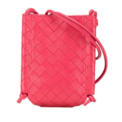 Bottega Veneta Pink Strawberry Nappa Leather Leather Mini Nappa Intrecciato The Knot Crossbody Italy
