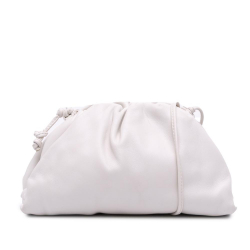 Bottega Veneta AB Bottega Veneta White Lambskin Leather Leather Lambskin The Mini Pouch Crossbody Italy