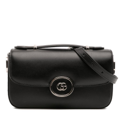 Gucci B Gucci Black Calf Leather Mini Petite GG Satchel Italy