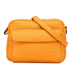 Bottega Veneta Yellow Nappa Intrecciato Front Pocket Messenger Bag Italy