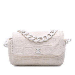 Chanel B Chanel White Off White Cotton Fabric Terry Cloth Sport Line Flap Italy