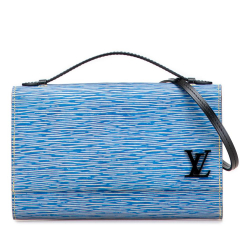 Louis Vuitton B Louis Vuitton Blue with Black Epi Leather Leather Epi Denim Clery France