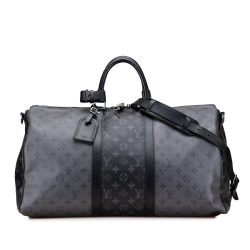 Louis Vuitton B Louis Vuitton Gray Monogram Canvas Fabric Monogram Eclipse Reverse Keepall Bandouliere 50 France