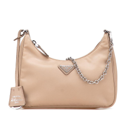 Prada AB Prada Brown Beige Nylon Fabric Re Re Edition 2005 Satchel Italy