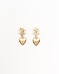Chanel Coco Mark Dangling Heart Earrings