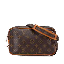 Louis Vuitton B Louis Vuitton Brown Monogram Canvas Fabric Monogram Pochette Marly Bandouliere France