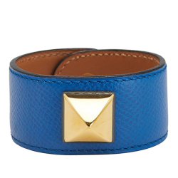 Hermès AB Hermès Blue Calf Leather Medor Bracelet France