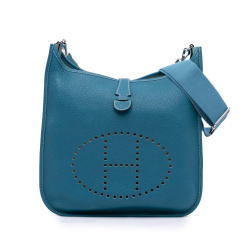 Hermès B Hermès Blue Calf Leather Clemence Evelyne III 33 France