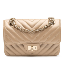 Chanel Gold Reissue 2.55 Chevron Quilted Metallic Calfskin Single Flap 224 France