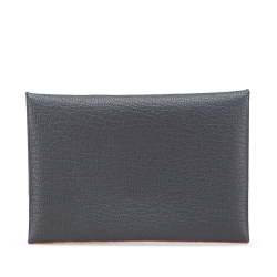 Hermès AB Hermès Gray Charcoal Goatskin Leather Chevre Mysore Calvi Duo Compact Verso Card Holder France