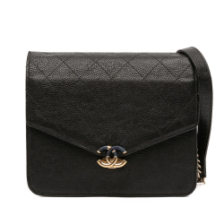 Chanel Black Paris Cuba Square Quilted Caviar Thread Around Wallet On Chain Italy