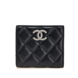 Chanel AB Chanel Black Lambskin Leather Leather CC Quilted Lambskin Compact Bifold Wallet Spain